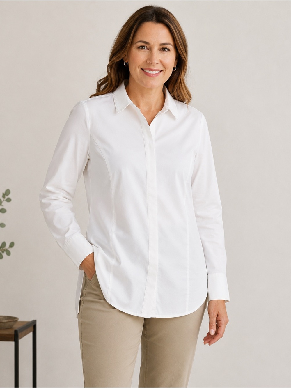J. Jill White Button-Down Long Sleeve Shirt
